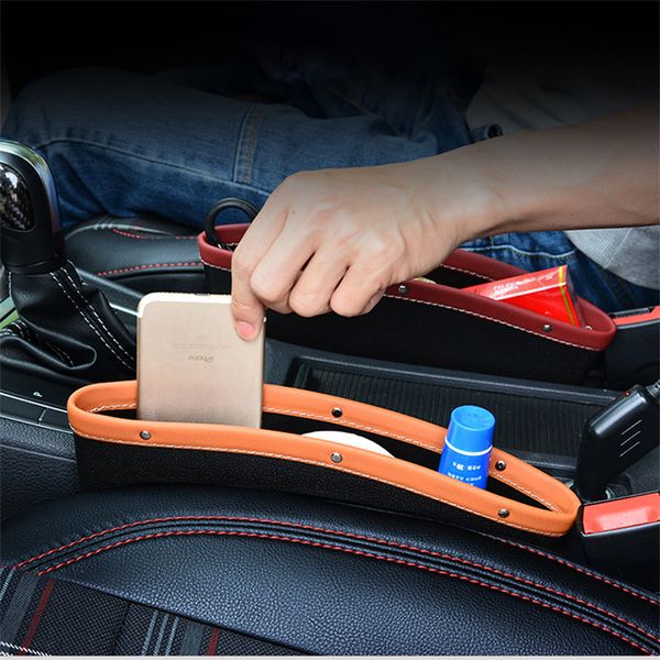 PU Leather Car Organizer Storage Car Seat Slip Gap Case Tasca portaoggetti Multifunzionale Driver Seat Catcher Portabicchieri Accessori per auto