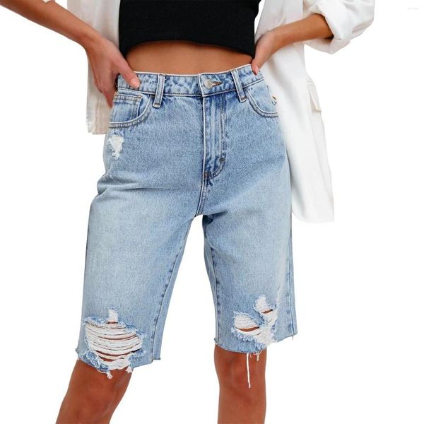 Jeans femminile donne cortometraggi casual buco leggings femminile strappato pantaloni in jeans corto