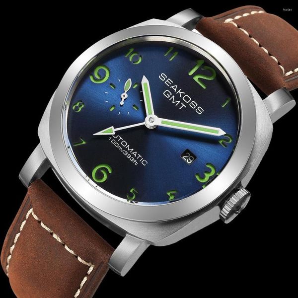 Avanços de pulso 10bar GMT Mergulho Automático Relógio Mecânico Men 1963 Seagull 2557 Movimento Super Luminous Calendar Sapphire Wristwatch