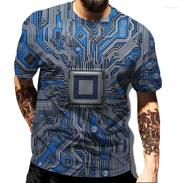 Camas de camisetas masculinas Circuit Board 3D Camisa impressa homens homens de verão Casual Casual CHIP ELETRON