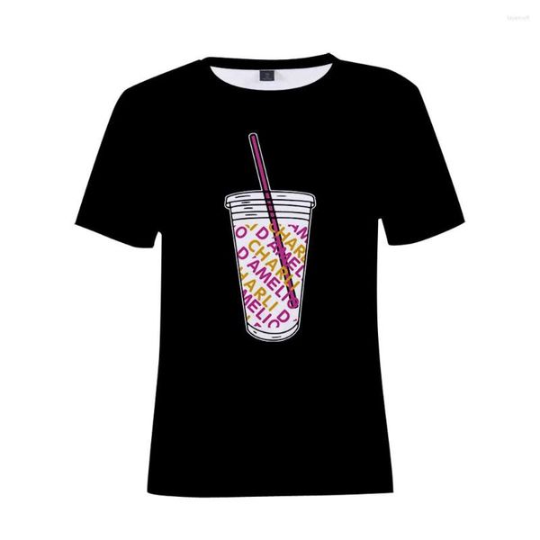 Herren T-Shirts Charli DAmelio T-Shirt O-Ausschnitt Kurzarm Ice Coffee Splash Harajuku Grafik Herren/Kinder