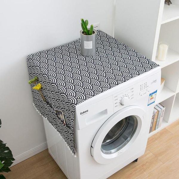 Cuscino per frigorifero, copertura antipolvere, lavatrice moderna e minimalista con tasca portaoggetti