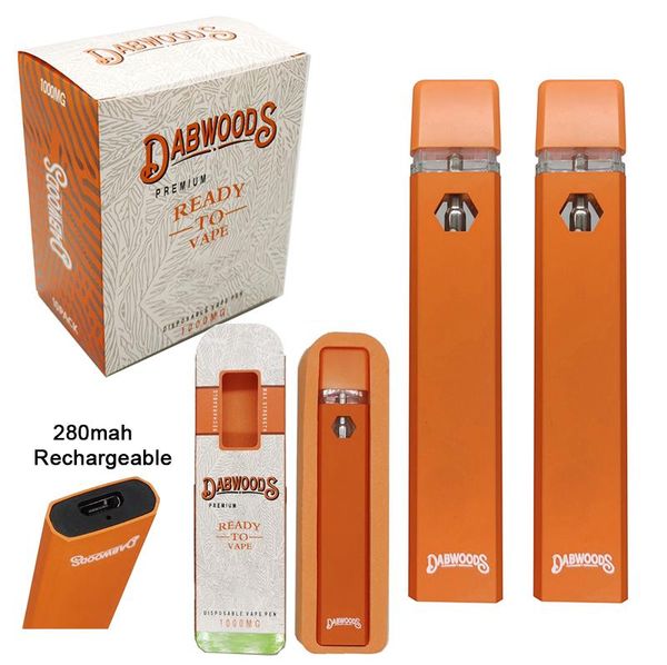 Dabwoods 10 sabores Canetas Vape descartáveis 1ml Dispositivo recarregável vazio Óleo grosso 280mAh Bateria Ecigs Kits Visual Tank Pods Device