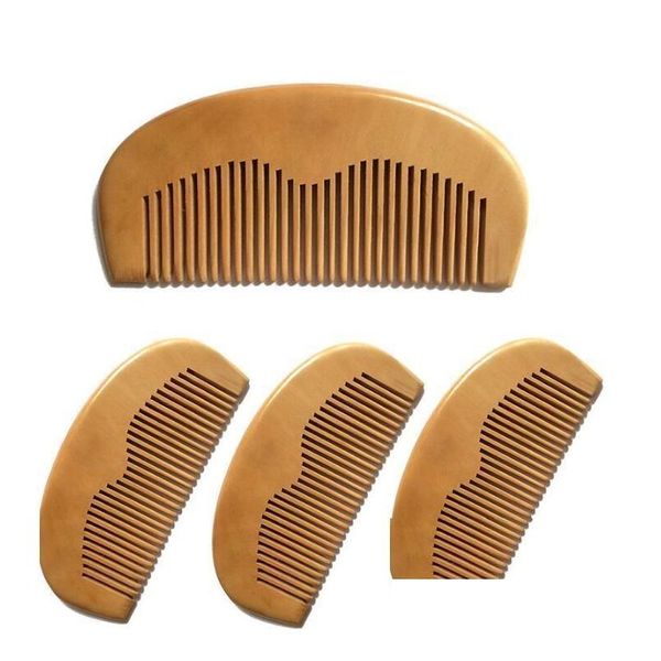 Spazzole per capelli Pettine in mogano naturale Mano dritta tascabile Barba in legno 11.5X5.5X1Cm Consegna a goccia Prodotti per la cura dello styling Dh7Ty