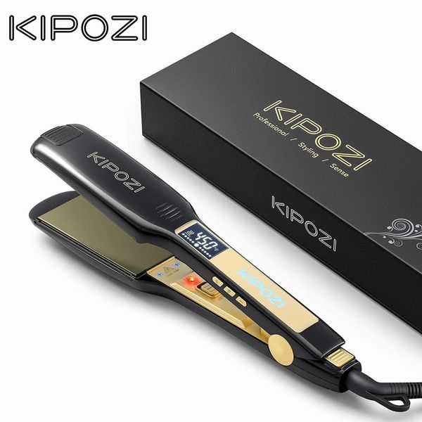 Alisadores de cabelo Kipozi Alisadores 139 Placa plana de 175 polegadas de largura com exibição LCD Temperatura ajustável e tensão dupla 230306