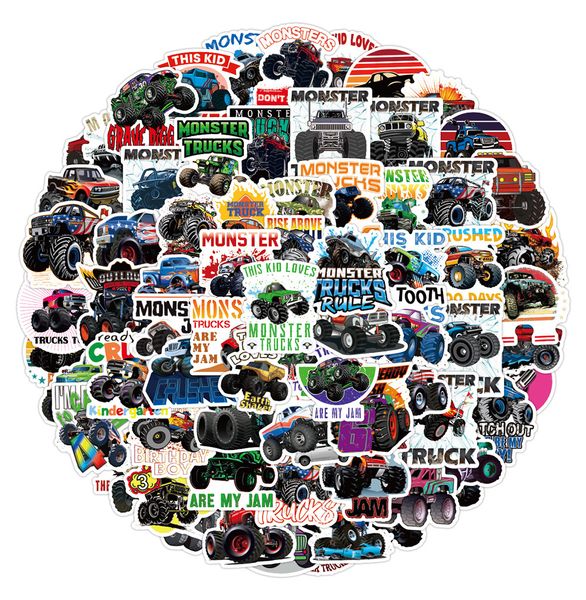100pcs-pack Cartoon Truck Stickers для детей Оптовая виниловая наклейка Водонепроницаемые ноутбуки автомобильные скрапбукинги бутылка гитара Скейтборд