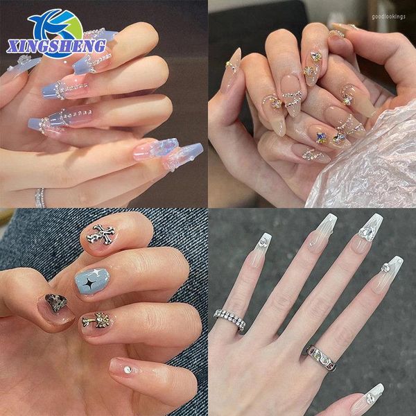 Unghie finte 24 pz/scatola Jelly Press On Fake Set Short Acrylic Bara Riutilizzabile Rosa Con Design French Nail Stick Tips