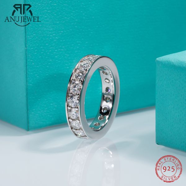 Fedi nuziali AnuJewel 35mm D Color Band Ring 925 Fidanzamento in argento per le donne all'ingrosso 230303