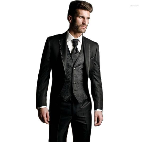 Ternos masculinos Tuxedos de noivo preto feito no noivo preto