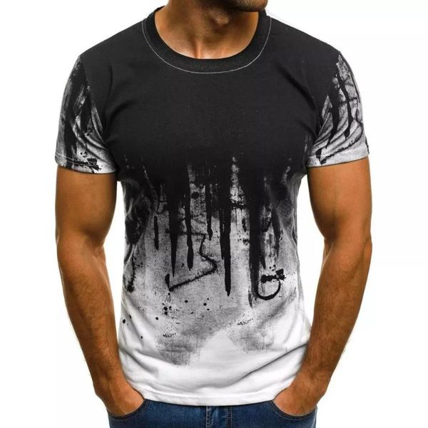 T-shirt de fábrica de fábrica de fábrica masculina pintura à mão pintada de tinta imprimida para roupas casuais