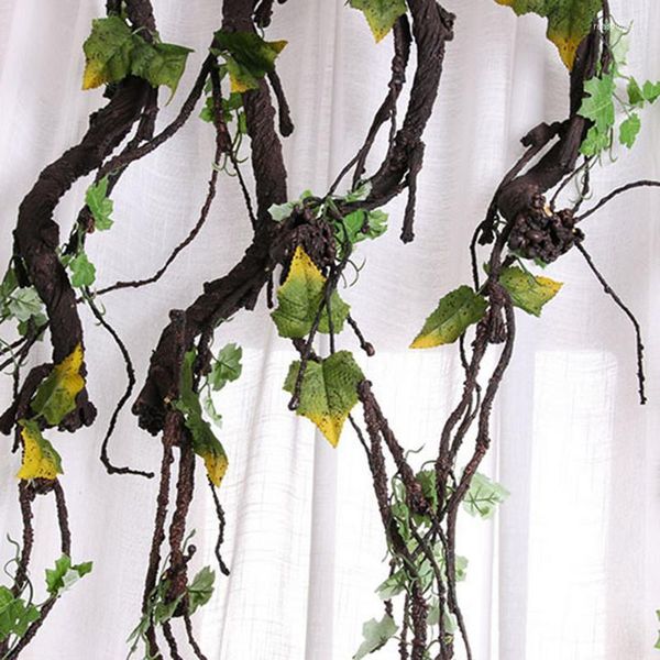 Fiori decorativi Alberi artificiali Pianta ad albero finto con foglie Piante di simulazione Vite in rattan verde Decorazioni per matrimoni moderne per interni ed esterni
