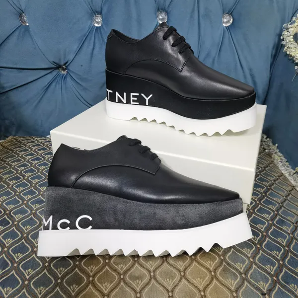 2023 nouvelles femmes Stella Mccartney Stell chaussures Italie Elyse or paillettes semelle blanche compensée Oxford Derby Britt plate-forme