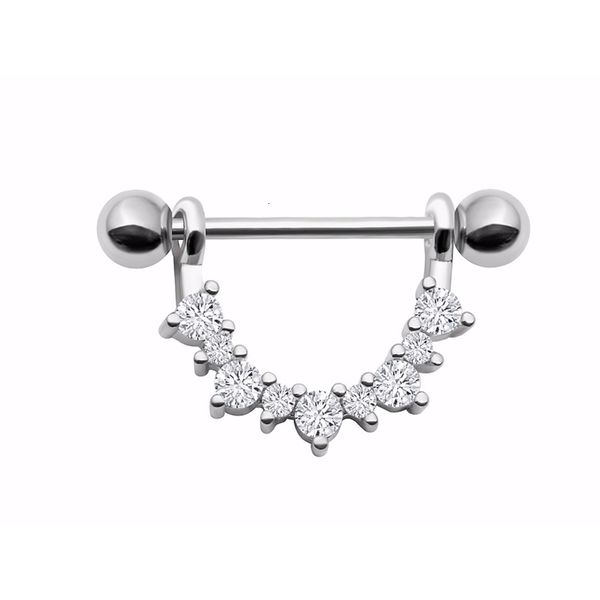 Polsino dell'orecchio Lot10pcs 14G Body Piercing Jewerly Capezzolo Scudo Anello Bar Cristallo CZ Gemme Gioielli 230303