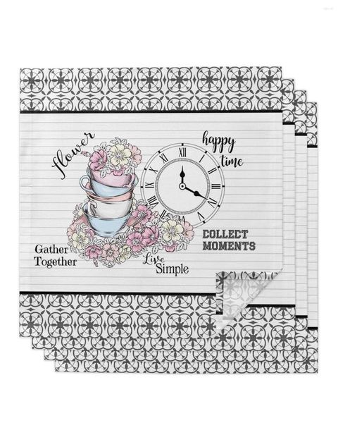 Столовая салфетка текстура цветочные часы кофейная чашка 4/6/8 шт. Кухня 50x50 см салфет