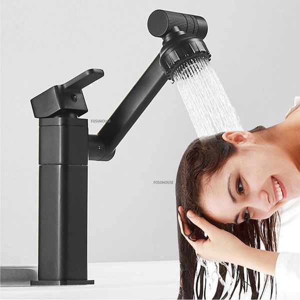 Badezimmer-Waschtischarmaturen, schwarzes Becken-Wasserhahn-Zubehör, 360-Grad-Schwenk-Wasserhahn, Duschkopf, Mixer, Küche, Waschtisch