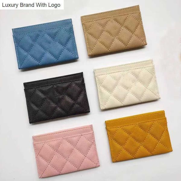 CC Bag Wallets Luxus Mini 19 Caviar Designer-Geldbörsen Kartenhalter Glänzendes perlmuttfarbenes genarbtes Kalbsleder Gestepptes klassisches Kartenpaket Goldfleisch-Hardware-Geldbörse Exquisite Coi