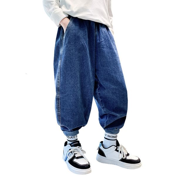 Kot Amerikan Kids Retro Street Gevşek Fit Kes Kot Peneranslar İçin Yüksek Bel Sıradan Çocuk Geniş Bacaklı Denim Pantolonlar Genç Kot Pantolon 230306