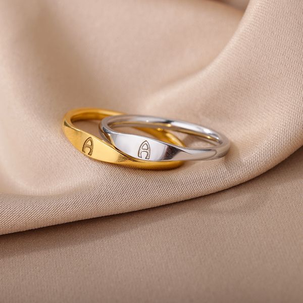 Gold Tiny Initial Ringe für Frauen Mode A-z Brief Finger Edelstahl Ring Ästhetische Hochzeit Schmuck Geschenk Bijoux Femme1Q6Y