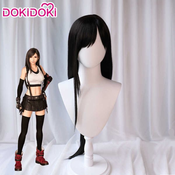 Costumes de anime Tifa Lockhart peruca Final Fantasy VII Cosplay Wig Dokidoki Mulheres Longo Longo Final Final Fantasy Wig Tifa FF Observação Z0301