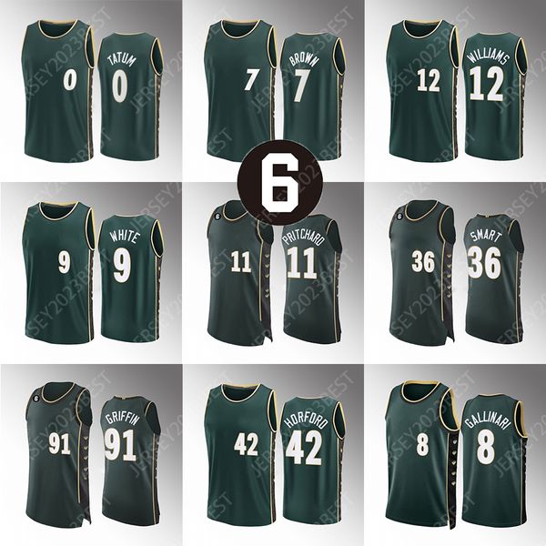 Maglia da basket personalizzata 0 Tatum 7 Brown Grant 12 Williams Robert 44 Williams III Marcus 44 Smart Derrick 9 2022-23 City Uomo Donna Youth XS-4XL