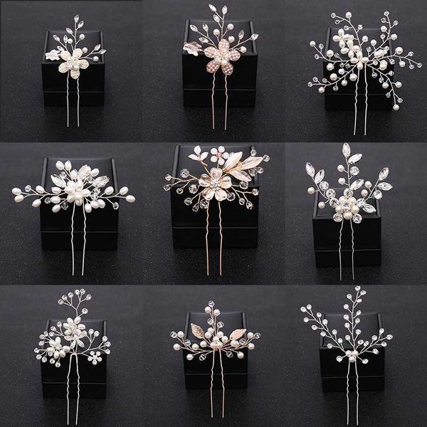 Tiaras Flor Crystal Pearl Wedding Hair Pins para mulheres Acessórias de cabelo de casamento Cabelas de cabelo de cabelo de cabelo de cabelo