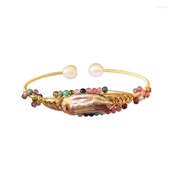 Bangle Wholesale moda moda figurin jóias luxuosas naturais barrocas pérolas pêlos pangueiras pulseiras para mulheres