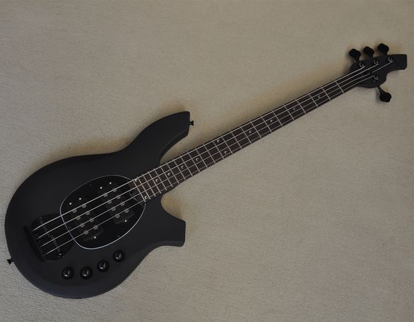 4 Strings Matte Black Electric Bass Guitar com incrustações de padrão de lua pode ser personalizado