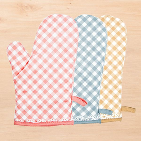 Backwerkzeuge Gitterofenhandschuhe Mikrowelle Rutschfester Handschuh Küche Kochen Hitzebeständige Handschuhe Zuhause Outdoor BBQ Karierte Handschuhe Guantes De Cocina De Rejilla