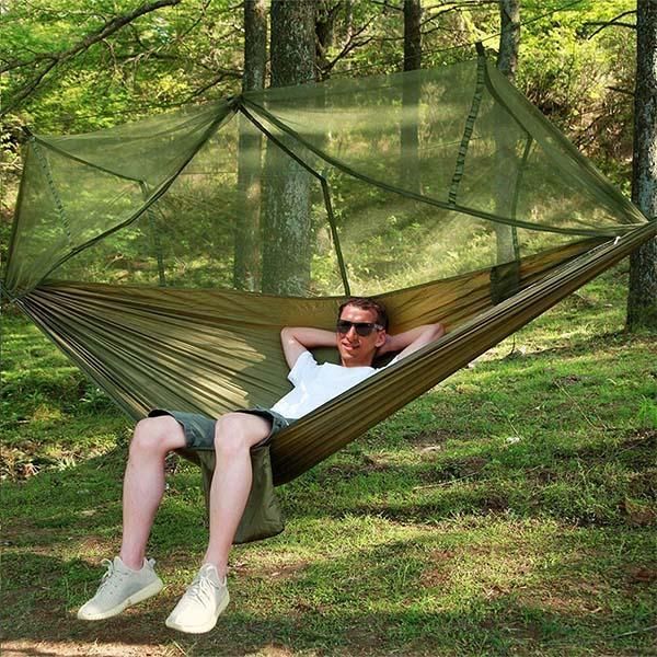 Camp Furniture Ultralight Camping Mosquito Net Hammock Set gangue com uma pessoa dupla ao ar livre turista de caça ao ar livre