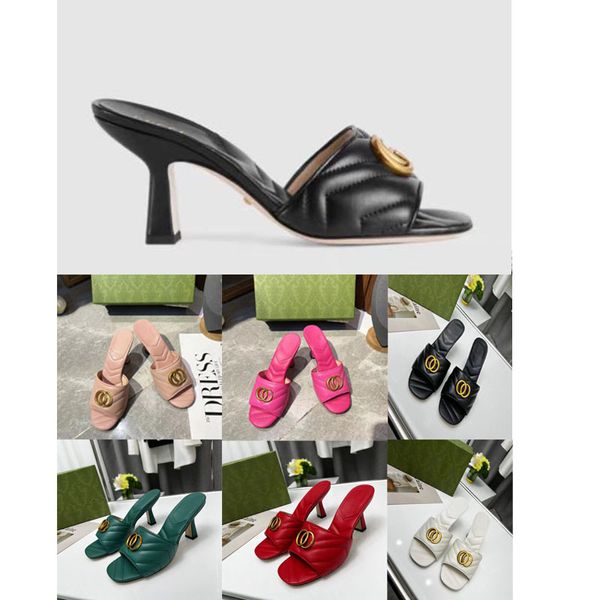 2023 Neue klassische hochhackige Sandalen, Partymode, 100 % Leder, für Damen, Tanzschuh, Designer, sexy Absätze, Wildleder, Damen-Metallgürtelschnalle, dicker Absatz, Damenschuhe, große Größe