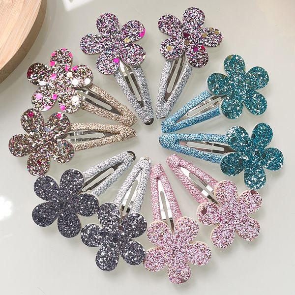 10pcs/lot parıltı çiçek tavşan saç klipleri sevimli kızlar için bb el yapımı saç tokaları barrettes şapka moda çocuk saç aksesuarları