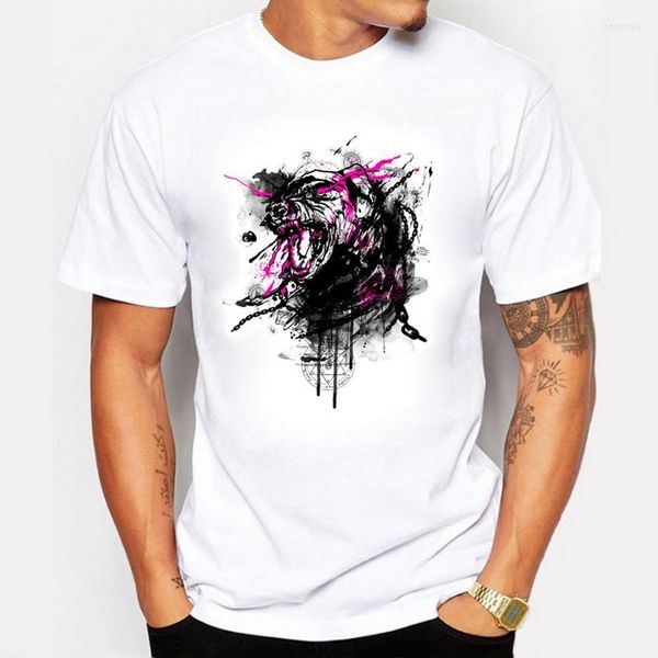 Camisetas masculinas BLWHSA Summer Men t-shirts impressão de moda cães de animais de estimação Crazy Painted Design exclusivo Manga curta para roupas