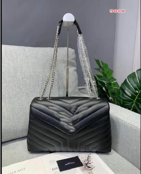 Tasarımcı Omuz Çantası Popüler Twist Bags Deri Küçük Kare Lüks El çantası Metal Uzun Zincir Şekleli Toka Basit Moda Çok Güzel 908# 32X21X8CM UUY