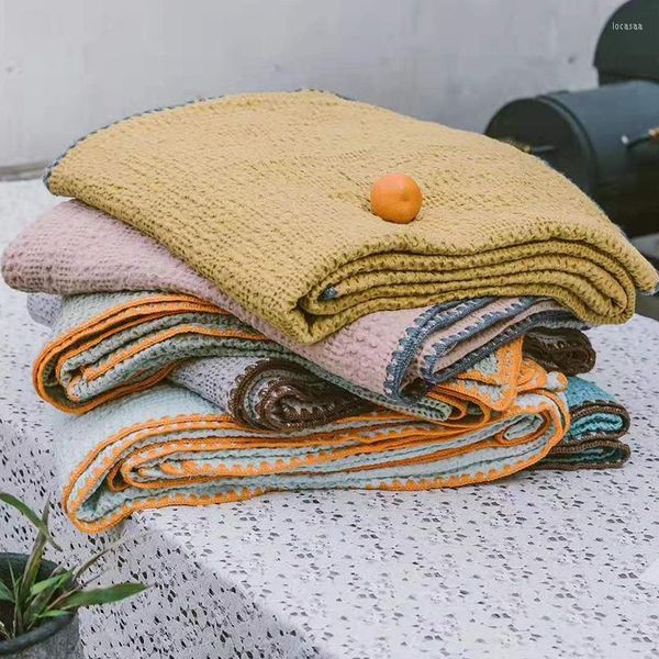 Coperte Coperta in lana lavorata a maglia in cotone Tinta unita Copridivano per la casa Asciugamano Trapunta jacquard da ufficio singola con aria condizionata