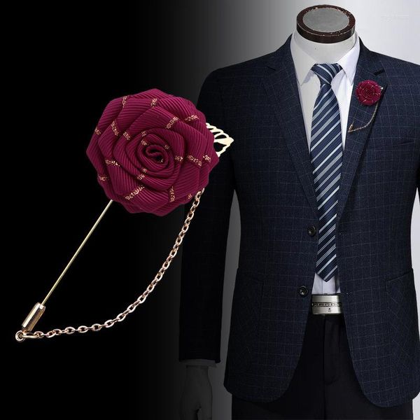 Broschen, hochwertige handgefertigte Stoff-Blumen-Reversnadel, modische Herren-Anzug-Hochzeitsbrosche