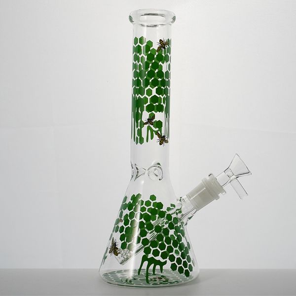 Beecomb Glasbongs 10 Zoll gerade Perc Perkolator Wasserpfeifen Blau Grün Rot Gelb Wasserpfeifen mit Schüssel Öl Dab Rigs DCB20101