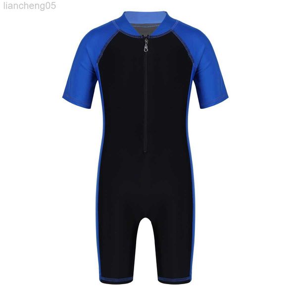 Einteilige 2021 Kinder Jungen Mädchen Einteilige Badebekleidung Kurze Ärmel Shorty Neoprenanzug Badeanzug Kinder Strand Badeanzug Atmungsaktive Rash Guard W0310