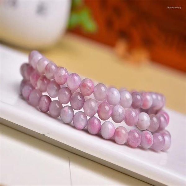 Strand tormalina naturale pietra rosa perline braccialetto 6 mm multi-piano in rilievo energia yoga gioielli per le donne regali fatti a mano