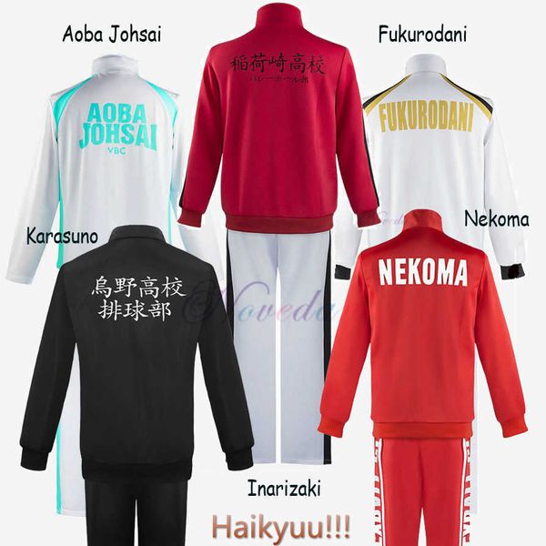 Costumi anime Haikyuu Giacca cosplay Anime Pallavolo Abbigliamento sportivo Karasuno Nekoma Aoba Johsai Fukurodani Inarizaki Uniforme scolastica Come Z0301