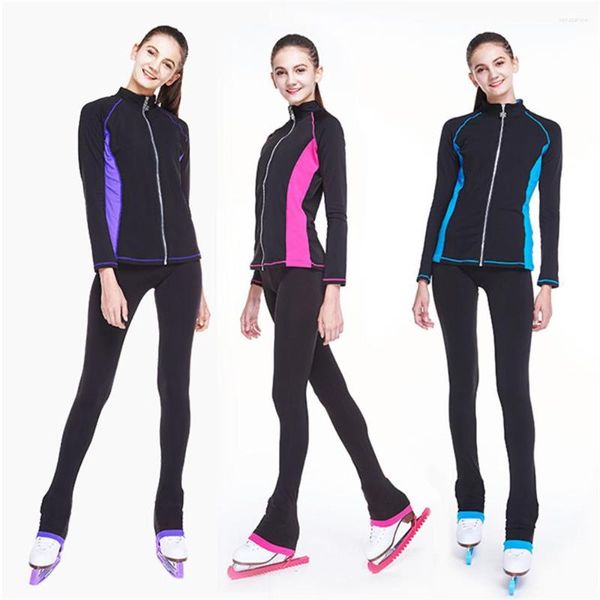 Bühnenkleidung LIUHUO Eiskunstlauf Fleecejacke Damen Mädchen Trainingsanzug Kleidung Anzüge Rosa Himmelblau Tanztraining Rollsport