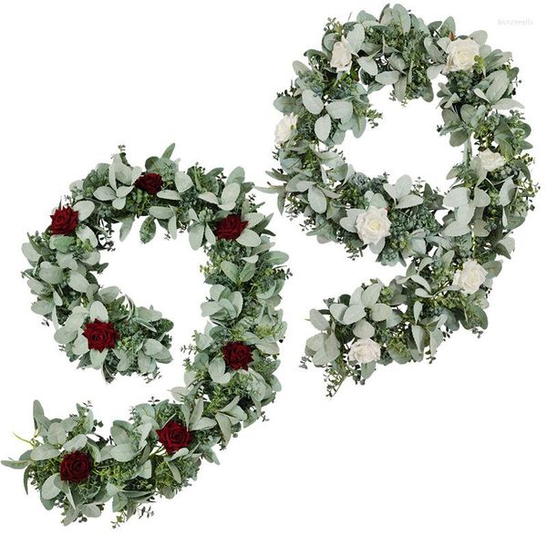 Dekorative Blumen, 2 m, künstliche Rosenrebe, zum Aufhängen für Wand, Tischdekoration, gefälschte grüne Pflanzen, Blätter, Girlande, Weihnachten, Hochzeit, Heimdekoration