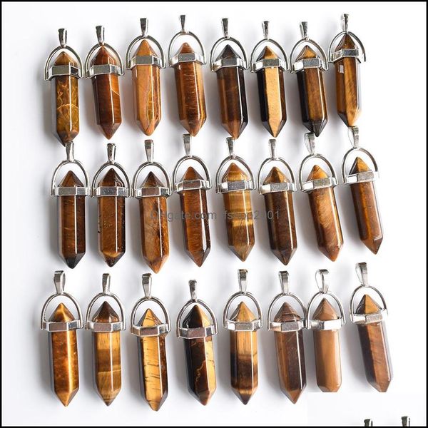 Charms Natural Tiger Eye Stone Shape Point Chakra Pingents for Jewelry Faz