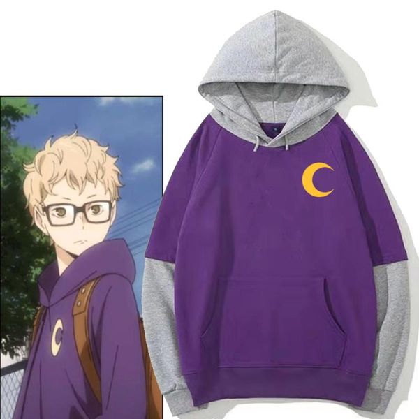 Herren Hoodies Sweatshirts Haikyuu Kei Tsukishima Hoodie Karasuno Volleyball Harajuku Unisex Mode Hoody StreetwearHerren