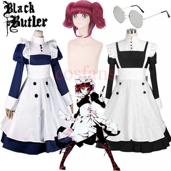 Anime Kostüme Japanischer Anime Black Butler Maid Kuroshitsuji Mey Rin Maid Come Woman Cosplay kommt Kleid Schürze für Halloween Party Z0301