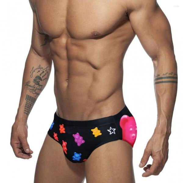 Roupa de banho feminina sexy estampa de urso cuecas de banho bolsa acolchoada calção de banho masculino UXH homem praia surfe maiô esporte wear