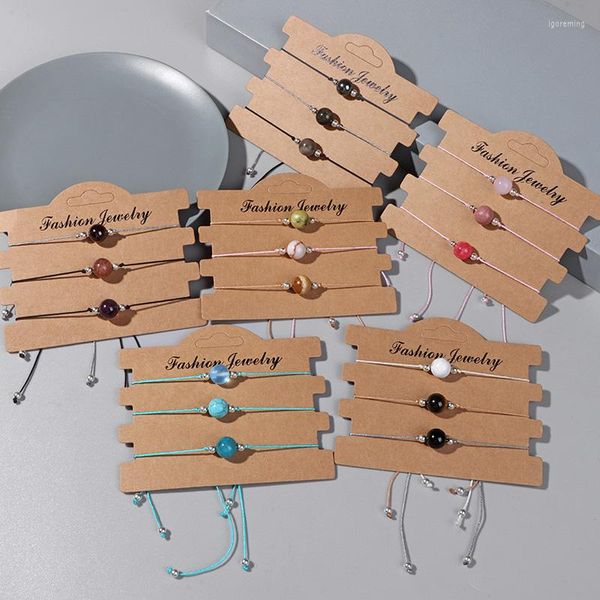 Set di braccialetti con ciondolo di perle rotonde in filo di pietra naturale per donna uomo catena di corda regolabile gioielleria raffinata 10mm