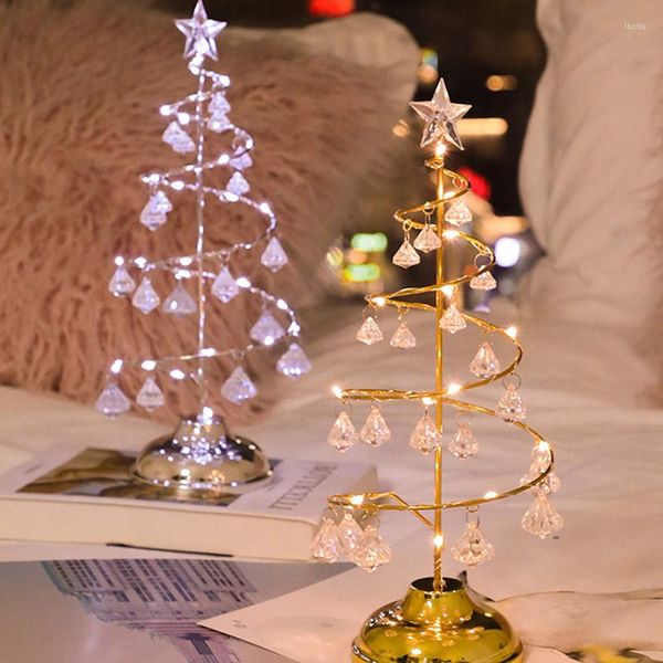 Decorações de Natal LED Holiday Holiday Crystal Tree Light Battery Operated Table Window Decoração em casa S7 #5