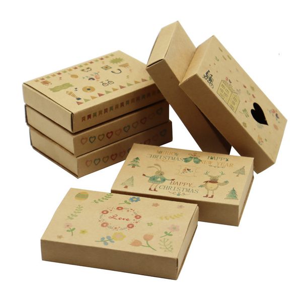 Brocada de presente 20pcs kraft papel sabonete/gaveta de flores Caixas de presente de doces de casamento para sabonete artesanal Jóia de jóia Kraft Box 230306