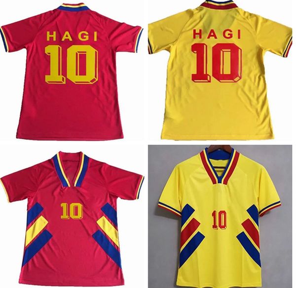 1994 Maglie da calcio retrò HAGI RADUCIOIU POPESCU RomAnIaS Squadra nazionale Home magliette gialle maillots camiseta de futbol giacche tailandesi 94 Maglia da calcio rossa da trasferta