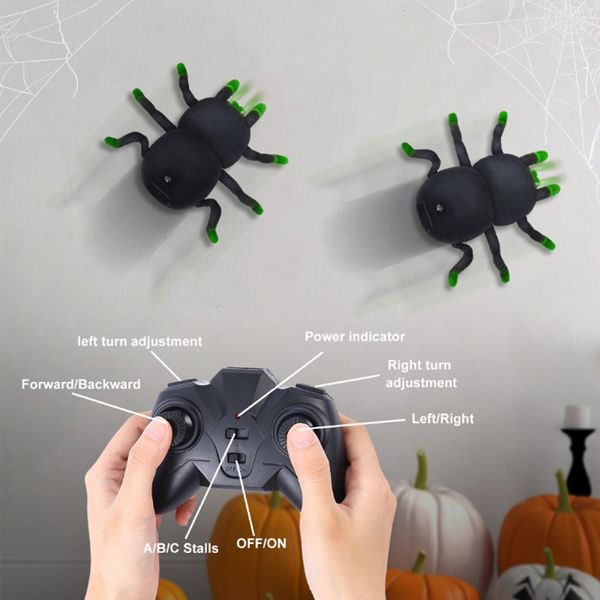 Elektrische RC Tiere 2 4 GHz RC Stunt Spinne Streich Witze Infrarot Fernbedienung Elektrische Spielzeuge mit LED Lichter 360 Rotierenden für Halloween 230303